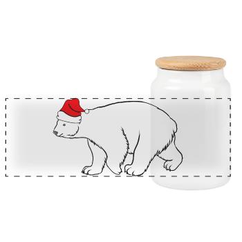 Eisbär mit roter Nikolausmütze Winter Weihnachten  - Panorama Keksdose mit Holzdeckel - Weiß - Vorne