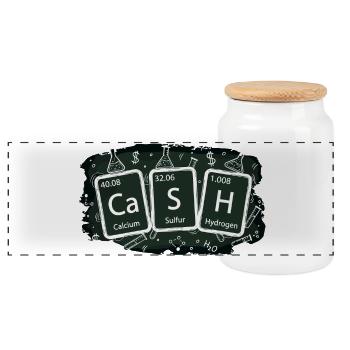 Cash Chemistry Elements Finance Money Investment - Panoramic Cookie Jar with Wooden Lid - white - Front