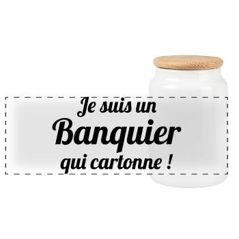 Je suis un banquier qui cartonne - Boîte à biscuits avec couvercle en bois - blanc - Devant
