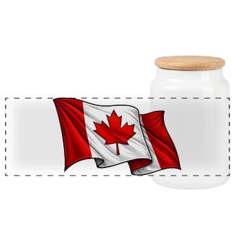 Canada Canadian Flag - Panoramic Cookie Jar with Wooden Lid - white - Front