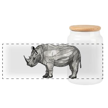 rhinocéros - Boîte à biscuits avec couvercle en bois - blanc - Devant