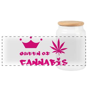 Reine du Cannabis - Boîte à biscuits avec couvercle en bois - blanc - Devant