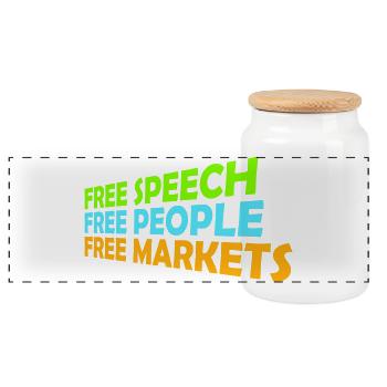 Marché de la liberté d’expression Peuple Libertarian Freedom Logo - Boîte à biscuits avec couvercle en bois - blanc - Devant