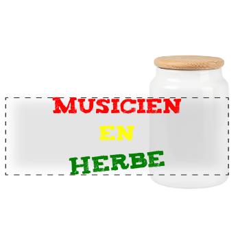 BUDDING MUSICIAN! (reggae, ska, dub) - Panoramic Cookie Jar with Wooden Lid - white - Front