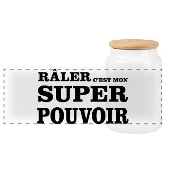 Complaining is my SUPERPOWER - Panoramic Cookie Jar with Wooden Lid - white - Front