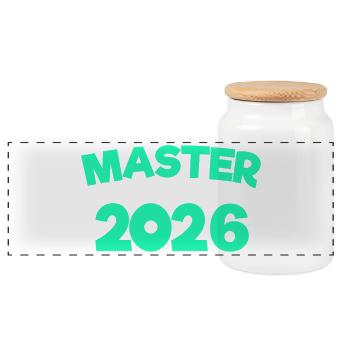 Master 2026 Master's Degree Doctorate Graduation - Panoramic Cookie Jar with Wooden Lid - white - Front