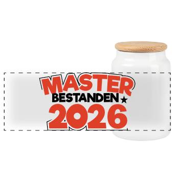 Master 2026 Master's Degree Doctorate Graduation - Panoramic Cookie Jar with Wooden Lid - white - Front
