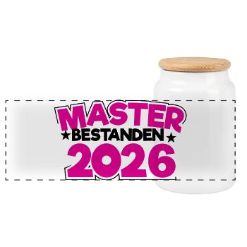 Master 2026 Graduation Graduation - Panoramic Cookie Jar with Wooden Lid - white - Front