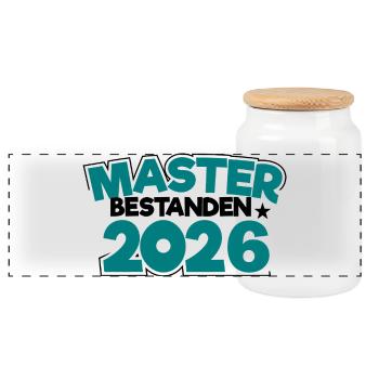 Master 2026 Graduation Graduation - Panoramic Cookie Jar with Wooden Lid - white - Front