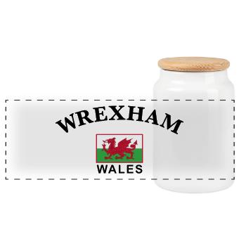 Wrexham, Pays de Galles - Boîte à biscuits avec couvercle en bois - blanc - Devant