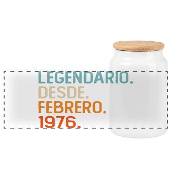 Cadeau d’anniversaire rétro vintage de février 1976 - Boîte à biscuits avec couvercle en bois - blanc - Devant