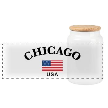 Chicago, États-Unis - Boîte à biscuits avec couvercle en bois - blanc - Devant