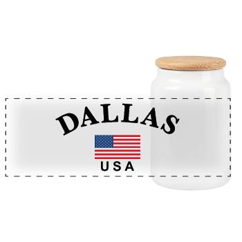 Dallas, USA - Panorama Keksdose mit Holzdeckel - Weiß - Vorne