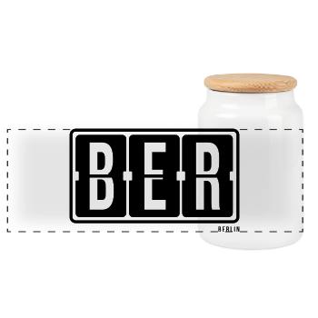 Berlin BER, city Hoodie, Tasche Souvenir - Panorama Keksdose mit Holzdeckel - Weiß - Vorne