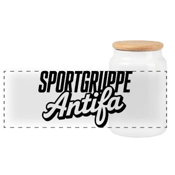 Sportgruppe Antifa - Antifaschistische Kleidung - Panoramic Cookie Jar with Wooden Lid - white - Front