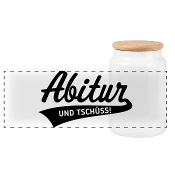 Abitur – Und Tschüss! (Schulabschluss / Black) - Panorama Keksdose mit Holzdeckel - Weiß - Vorne