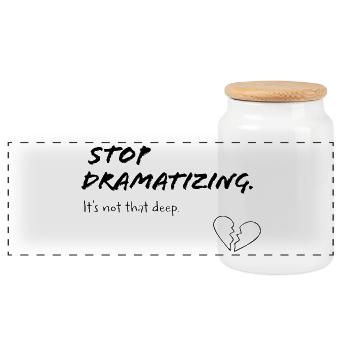 Arrête de dramatiser – ce n’est pas si profond que ça - Boîte à biscuits avec couvercle en bois - blanc - Devant