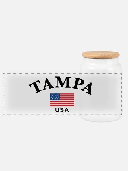 Tampa, USA - Panorama Keksdose mit Holzdeckel - Weiß