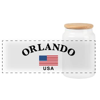 Orlando, États-Unis - Boîte à biscuits avec couvercle en bois - blanc - Devant