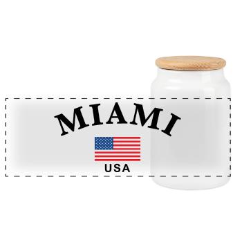 Miami, États-Unis - Boîte à biscuits avec couvercle en bois - blanc - Devant