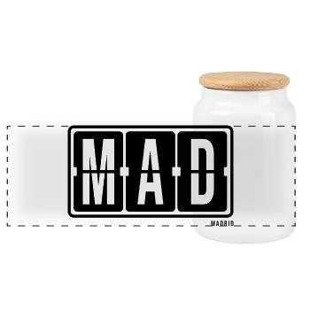 Madrid MAD, City Souvenir Hoodie, T-shirt, Cap - Panorama Keksdose mit Holzdeckel - Weiß - Vorne