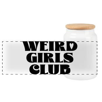 Club des filles bizarres - Boîte à biscuits avec couvercle en bois - blanc - Devant
