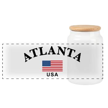 Atlanta, USA - Panorama Keksdose mit Holzdeckel - Weiß - Vorne