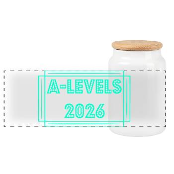A-Levels 2026 Graduation - Panoramic Cookie Jar with Wooden Lid - white - Front