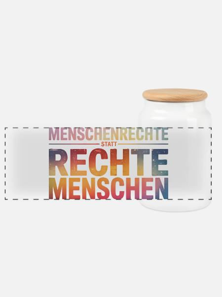 Menschenrechte statt rechte Menschen - Cool Pride  - Panorama Keksdose mit Holzdeckel - Weiß