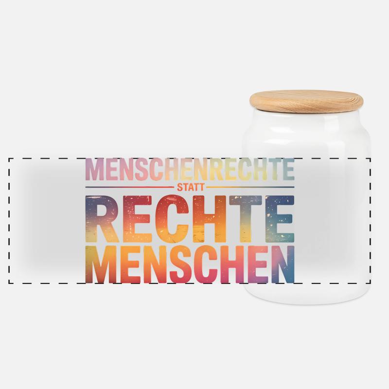 Menschenrechte statt rechte Menschen - Cool Pride  - Panorama Keksdose mit Holzdeckel - Weiß
