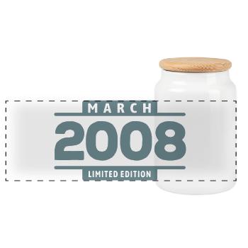 Limited Edition March 2008 Birthday Gift - Panoramic Cookie Jar with Wooden Lid - white - Front