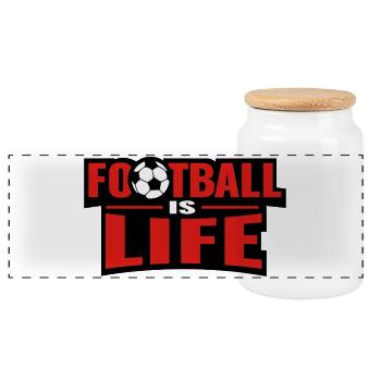 Football_is_life - Panoramic Cookie Jar with Wooden Lid - white - Front