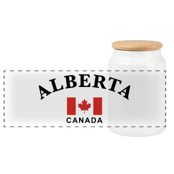 Alberta, Canada - Panoramic Cookie Jar with Wooden Lid - white - Front