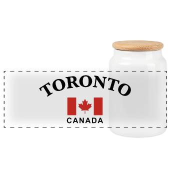Toronto, Canada - Panoramic Cookie Jar with Wooden Lid - white - Front