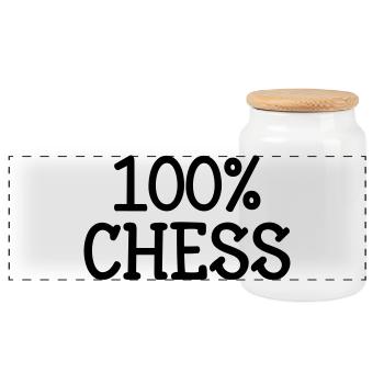 100% Échecs : Motif Stratégie Cavalier et Fou Noir - Boîte à biscuits avec couvercle en bois - blanc - Devant