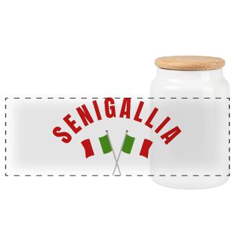 Emblème des drapeaux italiens de Senigallia - Boîte à biscuits avec couvercle en bois - blanc - Devant
