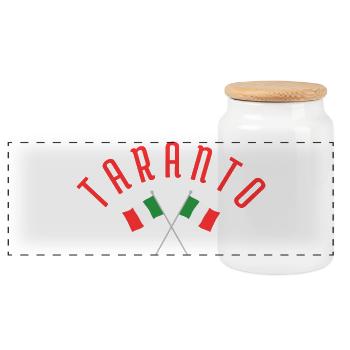 Taranto Crossed Italian Flags Emblem - Panoramic Cookie Jar with Wooden Lid - white - Front