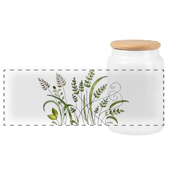 Blumen - Panorama Keksdose mit Holzdeckel - Weiß - Vorne
