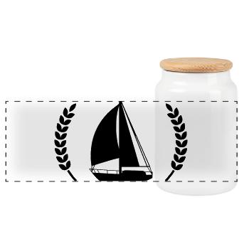 Sail - Panoramic Cookie Jar with Wooden Lid - white - Front