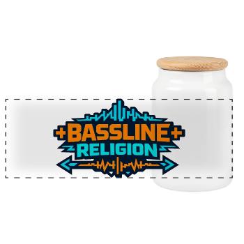 Logo néon de Bassline Religion - Boîte à biscuits avec couvercle en bois - blanc - Devant