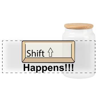 Conception minimale du clavier Shift - Boîte à biscuits avec couvercle en bois - blanc - Devant