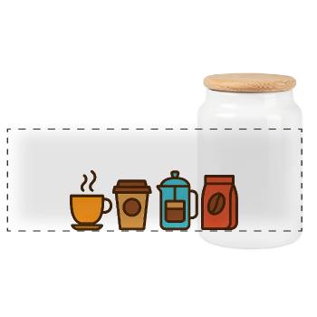 Coffee Lover Design – Perfect for Coffee Fans - Panoramic Cookie Jar with Wooden Lid - white - Front