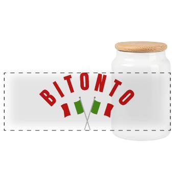 Bitonto Crossed Italian Flags  - Panoramic Cookie Jar with Wooden Lid - white - Front
