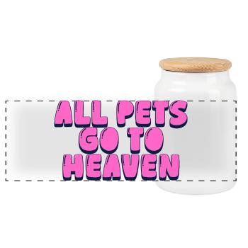 all pets go to heaven - Panoramic Cookie Jar with Wooden Lid - white - Front
