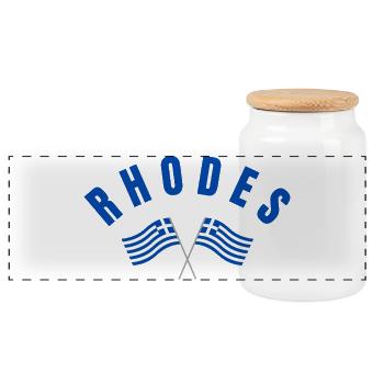 Drapeaux grecs de Rhodes croisés - Boîte à biscuits avec couvercle en bois - blanc - Devant