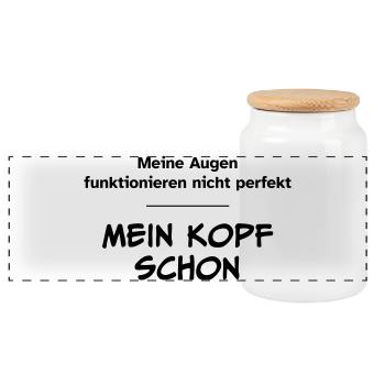 Augen funktionieren nicht perfekt. Kopf schon. - Panorama Keksdose mit Holzdeckel - Weiß - Vorne