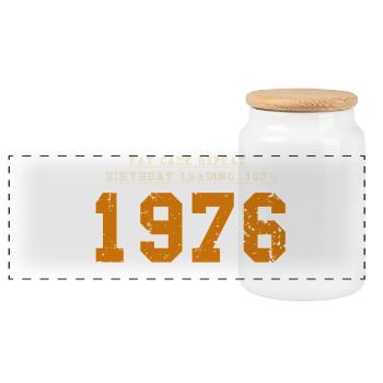 Original 50 Year Anniversary 1976 Party Gift - Panoramic Cookie Jar with Wooden Lid - white - Front
