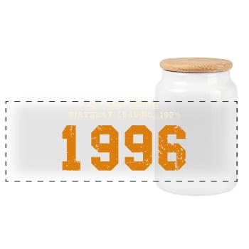 Original 1996 30 Year Birthday Party Gift - Panoramic Cookie Jar with Wooden Lid - white - Front