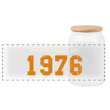 Original 50 Year Anniversary 1976 Party Gift - Panoramic Cookie Jar with Wooden Lid - white - Front