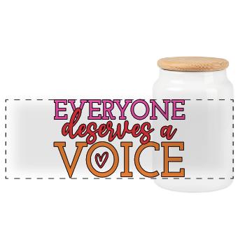 Everyone Deserves A Voice Speech Pathologist SLP - Panoramic Cookie Jar with Wooden Lid - white - Front